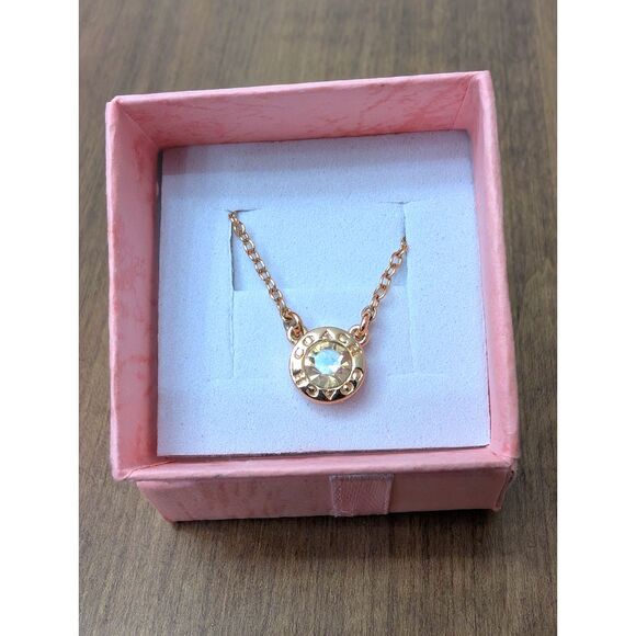 Coach Jewelry - COACH Necklace Open Circle Crystal Pendant Rose Gold Plate Round‎ Link 18"